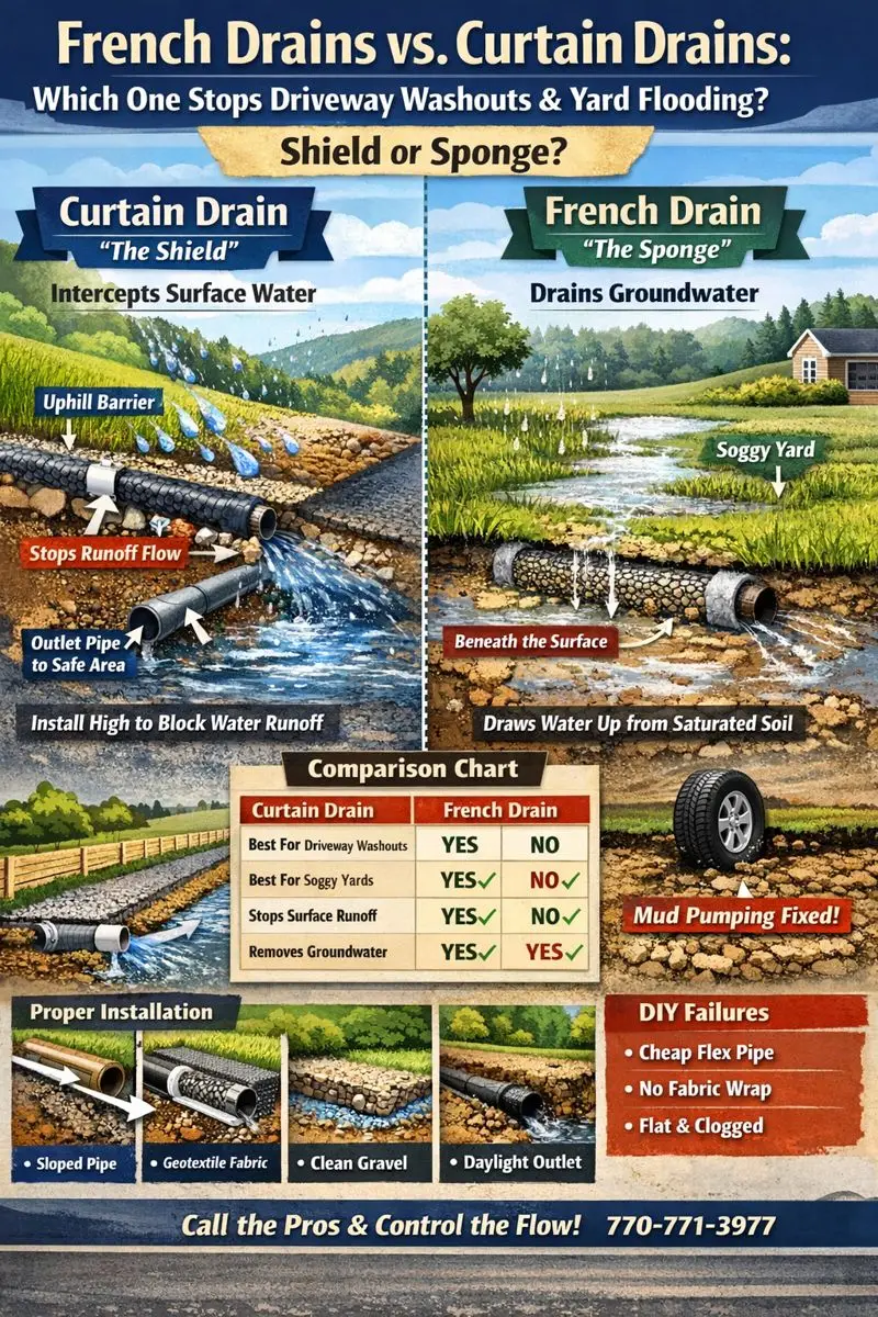 French Drains vs. Curtain-Drain