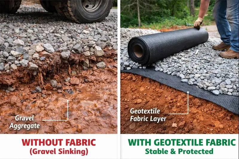 Geotextile fabric for driveways